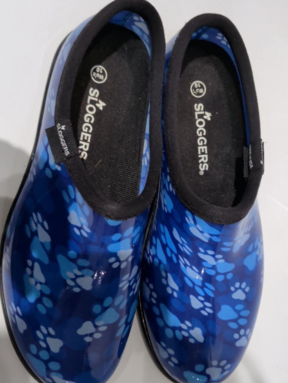 Sloggers Women’s Blue Paw-Print Slip-On Garden Clogs